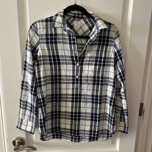 J. Crew Plaid Shirt in Navy and White Size XS